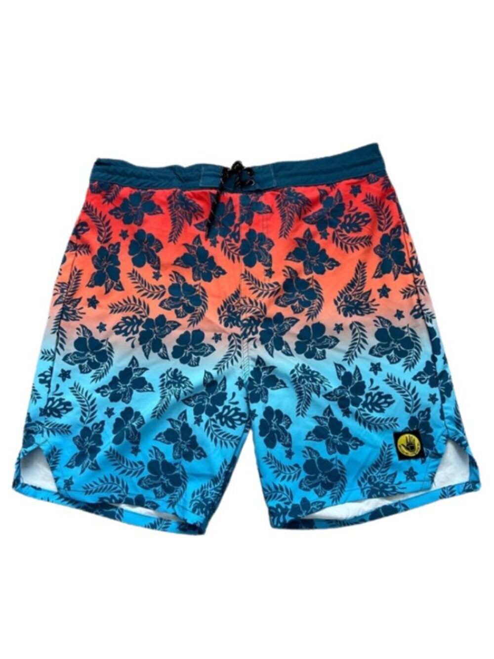 Body Glove Men’s Tropical Ombre Floral Swim Trunks in Coral and Blue - Size M